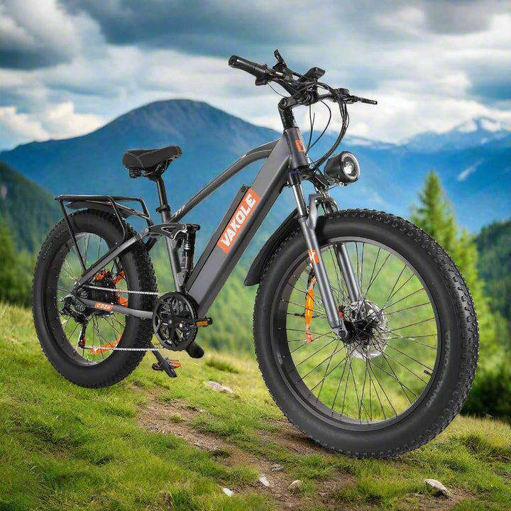 Vakole CO26 750W 26" Fat Bike 768Wh Full Suspension E-Mountain Bike 48V 16Ah Battery