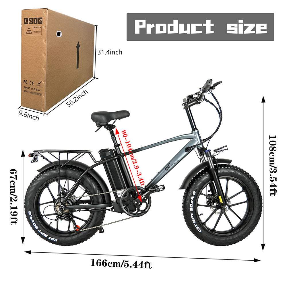 CMACEWHEEL T20 750W 20" Fat Bike 864Wh Electric Mountain Bike Cargo E-bike 48V 18Ah Battery