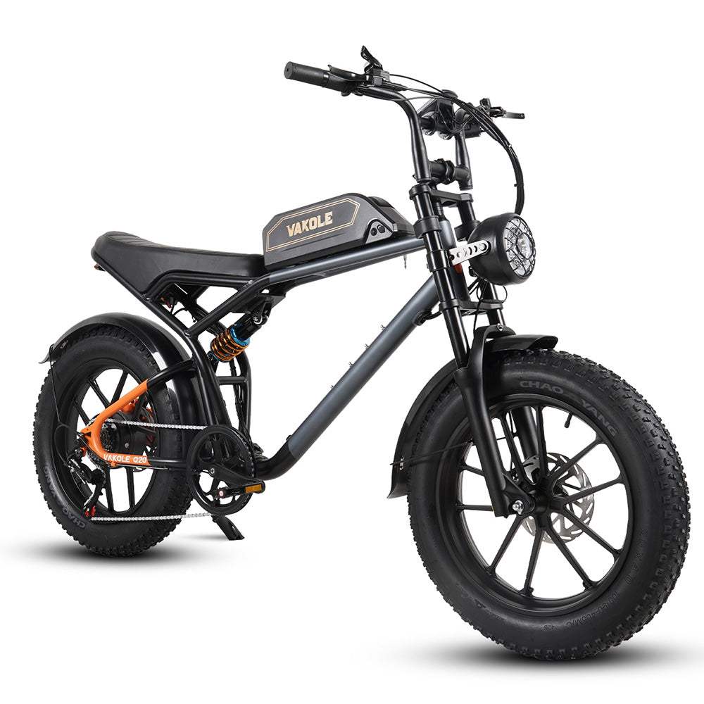 Vakole Q20 MAX 750W*2 Dual Motor 20" Fat Bike 960Wh Full Suspension E-Mountain Bike 48V 20Ah Battery