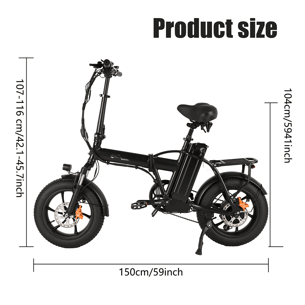 CMACEWHEEL AC16 350W 16" Foldable Electric Bike City 864Wh Trekking Bike 48V 18Ah Battery