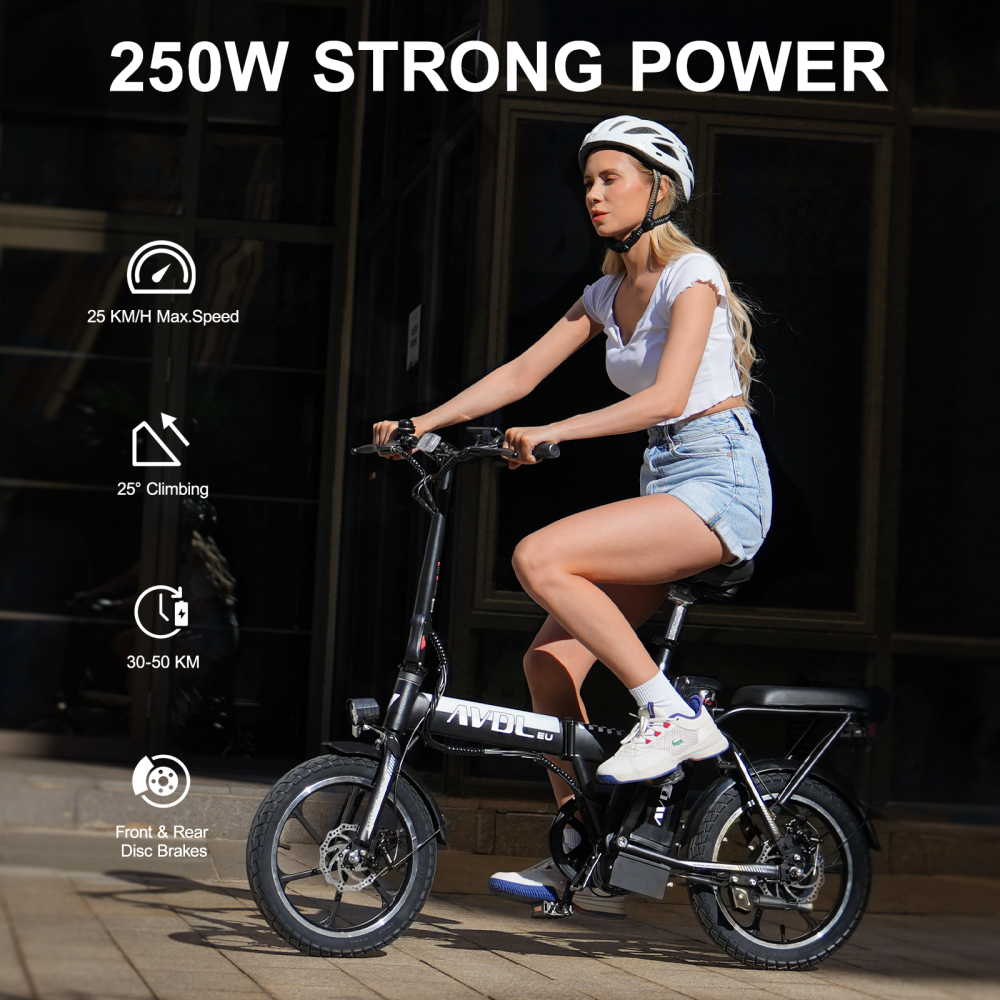 AVDL A10 250W 16" Folding Folding Electric Bike City E-bike 410Wh 11.4Ah