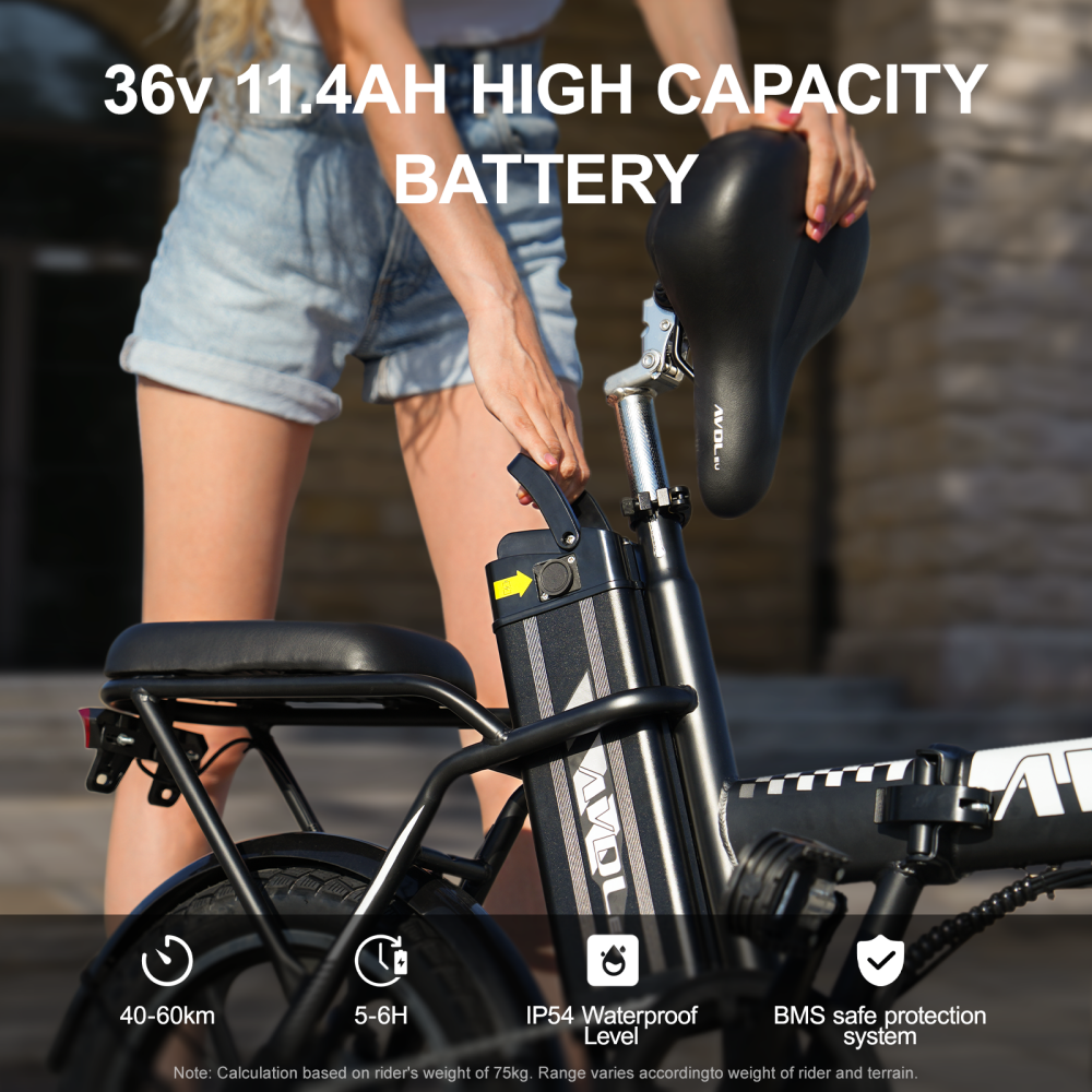 AVDL A10 250W 16" Folding Folding Electric Bike City E-bike 410Wh 11.4Ah