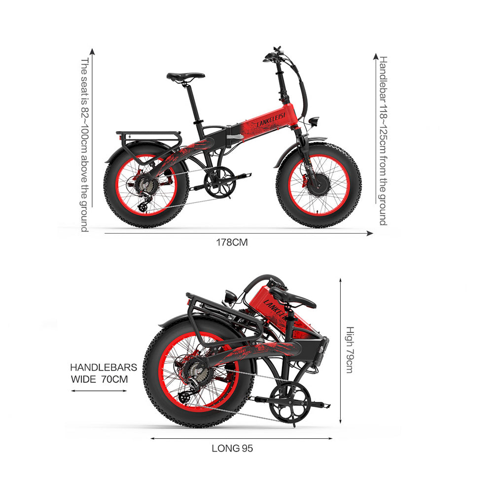 Lankeleisi X2000 MAX 1000W*2 Dual Motor 20" Fat Bike 960Wh Foldable E-Bike