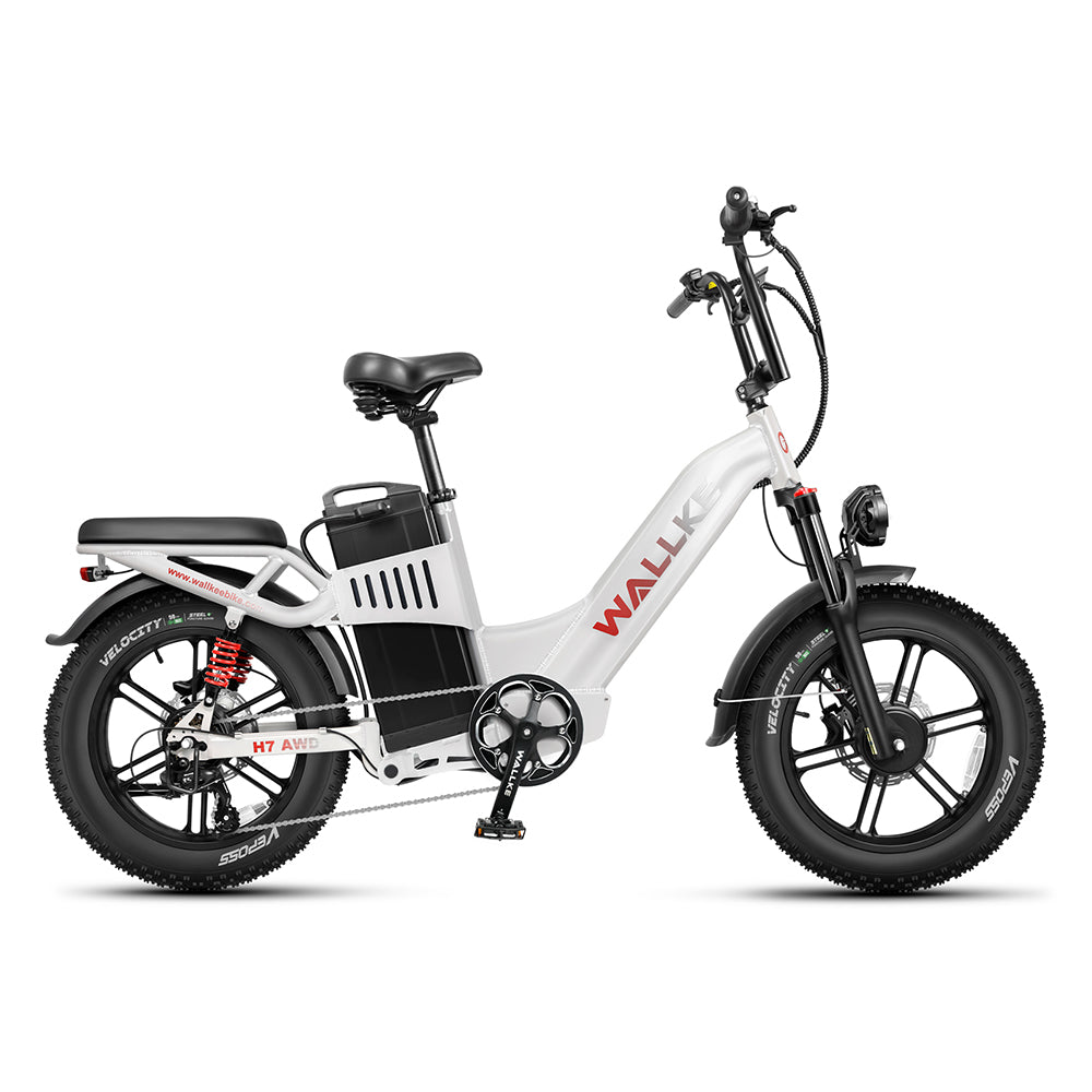 W Wallke H7 AWD 1000W*2 Dual Motor 20" Fat Bike 2880Wh Step-through E-bike 48V 60Ah Battery