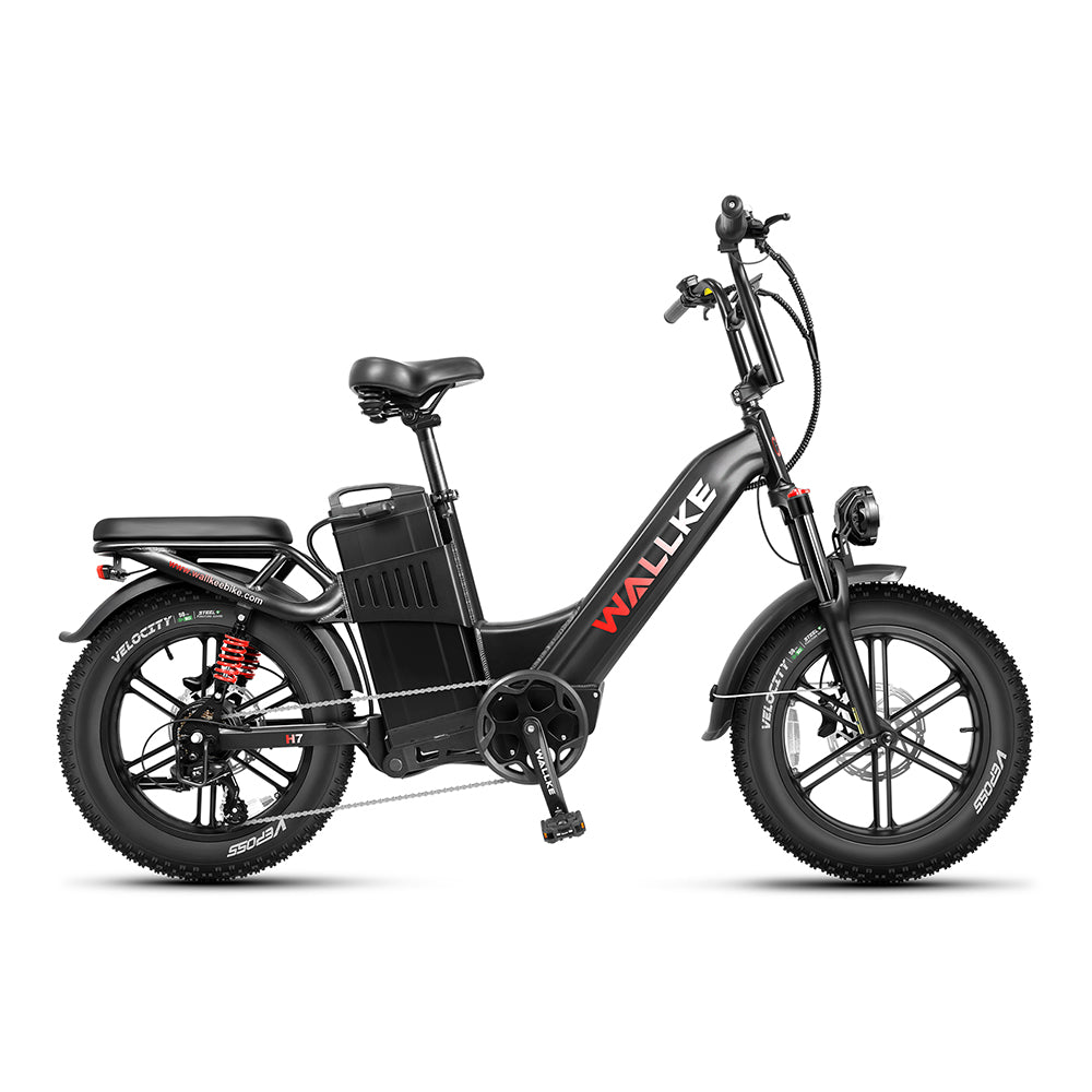 W Wallke H7 AWD 1000W*2 Dual Motor 20" Fat Bike 2880Wh Step-through E-bike 48V 60Ah Battery