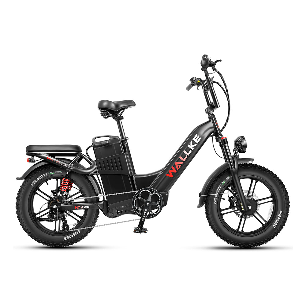 W Wallke H7 AWD 1000W*2 Dual Motor 20" Fat Bike 2880Wh Step-through E-bike 48V 60Ah Battery