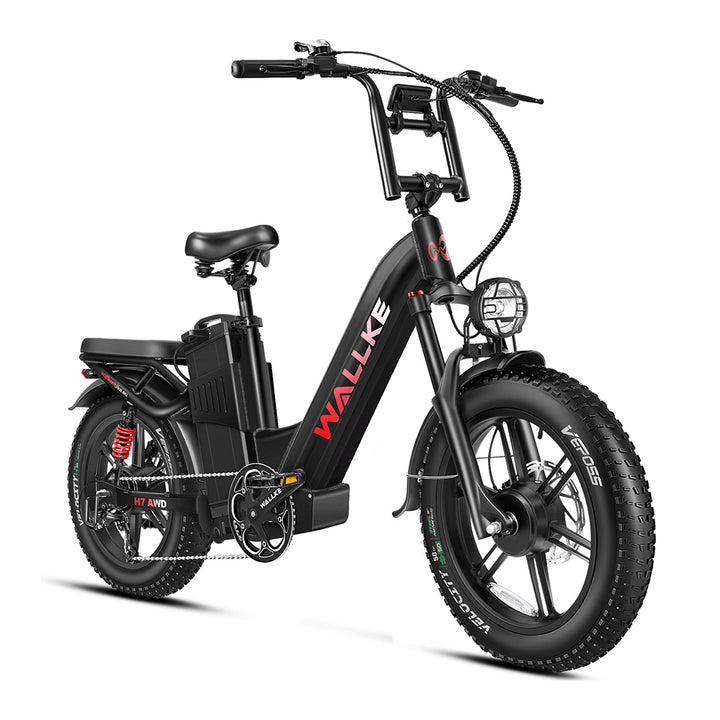 W Wallke H7 AWD 1000W*2 Dual Motor 20" Fat Bike 2880Wh Step-through E-bike 48V 60Ah Battery - Buybestgear