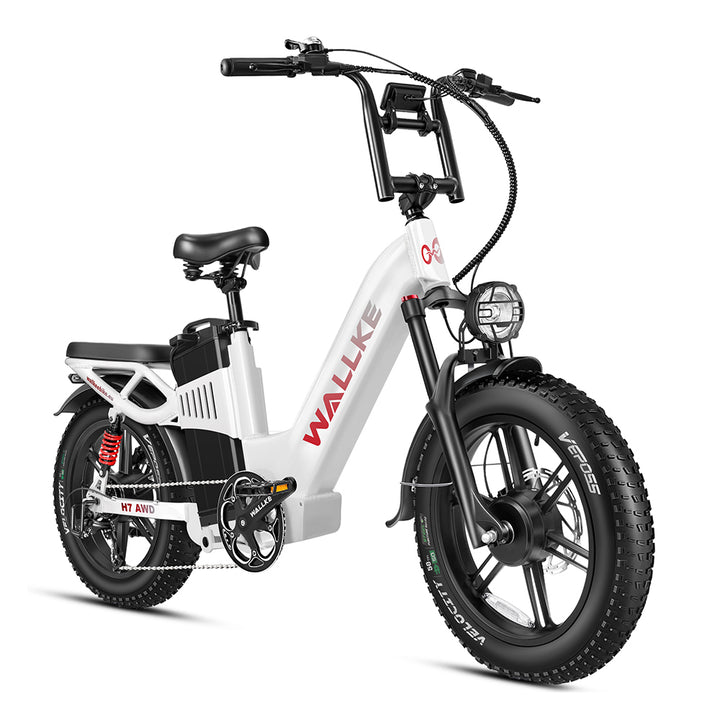 W Wallke H7 AWD 1000W*2 Dual Motor 20" Fat Bike 2880Wh Step-through E-bike 48V 60Ah Battery - Buybestgear