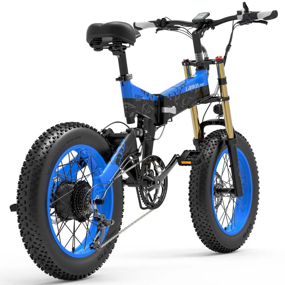 Lankeleisi X3000 Plus 1000W 20" Fat Bike 840Wh Dual Crown Fork 48V 17.5Ah Foldable E Mountain Bike EMTB - Buybestgear